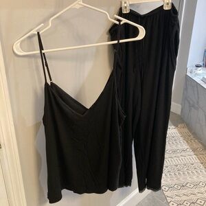 Victoria’s Secret black pajama pants lounge set with lace trim size XL
